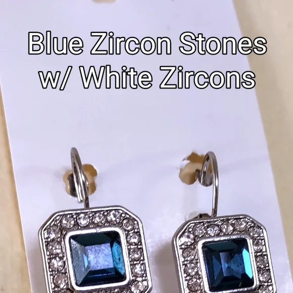 Leverback Blue Zircon Drop Earrings - Picture 15 of 15